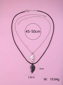 2 Miếng Cô gái Tính hai mặt Mạ Hợp kim kẽm Từ tính Dây chuyền Với Trái tim rỗng Thiết kế , Đối với Mặc hàng ngày - Nhiều màu - Xem 6