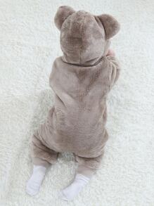 Áo liền quần Em bé Gân đan Hoạt hình Dễ thương - Màu nâu  Mocha - Xem 2