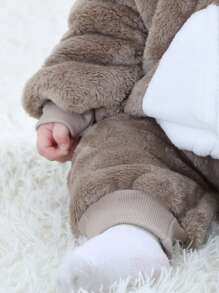 Áo liền quần Em bé Gân đan Hoạt hình Dễ thương - Màu nâu  Mocha - Xem 3