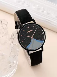 Jhui 1 Đồng hồ thạch anh long lanh và 1 vòng đeo tay - màu đen - Xem 2