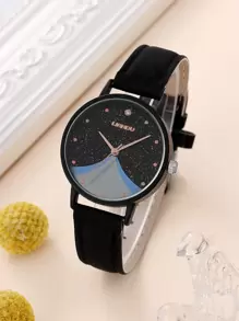 Jhui 1 Đồng hồ thạch anh long lanh và 1 vòng đeo tay - màu đen - Xem 3