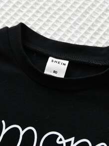 Baby Boy Heart And Letter Graphic Pullover & Joggers - Black - View 3