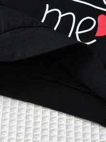 Baby Boy Heart And Letter Graphic Pullover & Joggers - Black - View 4