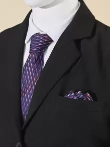 Men Geometric Pattern Tie & Bandana - Multicolor - View 1