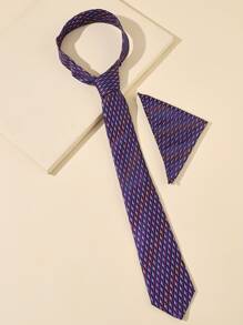 Men Geometric Pattern Tie & Bandana - Multicolor - View 3