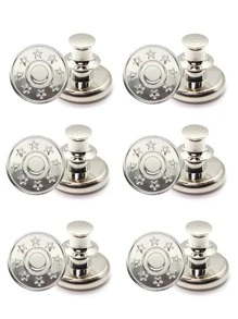 6入組牛仔褲鈕扣更換17毫米無縫金屬鈕扣修復套件無釘可拆卸牛仔褲鈕扣更換組合 - 銀色 - 查看 8