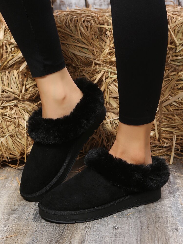 Giày đi Tuyết Nữ màu trơn Đúng mốt - màu đen - Xem 1