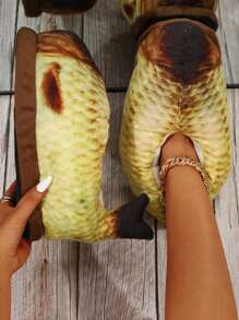 Dép xỏ ngón hình cá chép vui nhộn 2024, Dép đi trong nhà thiết kế hình cá 3D hoạt hình, Dép đi trong nhà đế dày lót nhung ấm áp - Nhiều màu - Xem 1