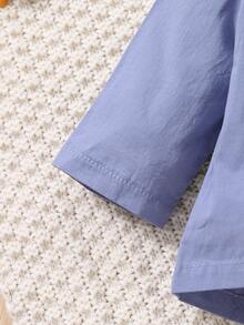 Baby Patched Pocket Button Up Shirt & Pants - Dusty Blue - View 5