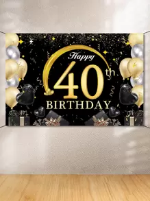 1入組40歲生日派對背景布 - 彩色 - 查看 1