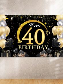 1入組40歲生日派對背景布 - 彩色 - 查看 2