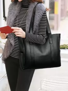 女士简约大容量纯色手提包，优雅拉链仿皮手提包时尚单肩包，轻便日常通勤工作挎包，休闲旅行购物袋流浪汉钱包，适合节日礼物，书包，返校，大容量，轻便，便携，商务休闲，适合少女女大学生，新手和白领工作者，非常适合返校、中学、高中、工作、商务、通勤、大学、办公室，时尚女士工作包，适合日常优雅和特殊场合