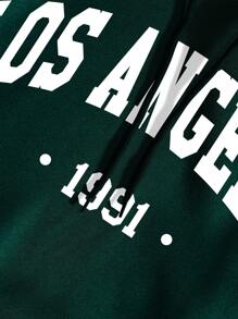 INAWLY 字母圖案加絨內裏袋鼠口袋連帽衫