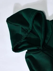 INAWLY 字母圖案加絨內裏袋鼠口袋連帽衫