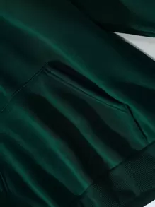 INAWLY 字母圖案加絨內裏袋鼠口袋連帽衫