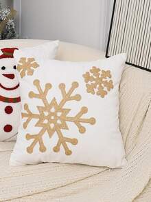 Christmas Snowflake Embroidered Cushion Cover Without Filler - White - View 2