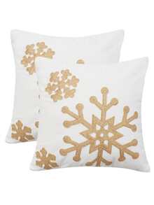 Christmas Snowflake Embroidered Cushion Cover Without Filler - White - View 3