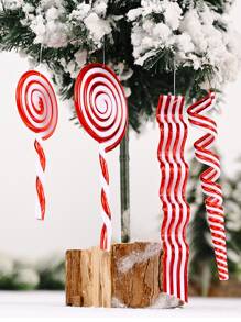 4pcs Lollipop Design Christmas Tree Decoration - View 1