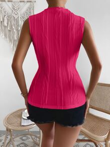 Chiquease Slim Fit Textured Tank Top - Hot Pink - View 2