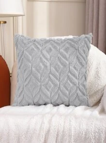Miater Geometric Embroidered Cushion Cover Without Filler - Grey - View 5