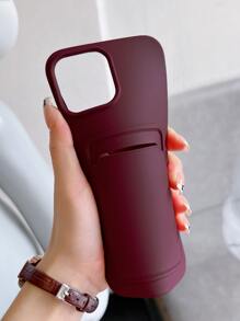 插卡槽素色手機殼 - 酒紅色 - 查看 2