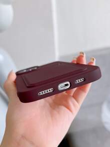 插卡槽素色手機殼 - 酒紅色 - 查看 3