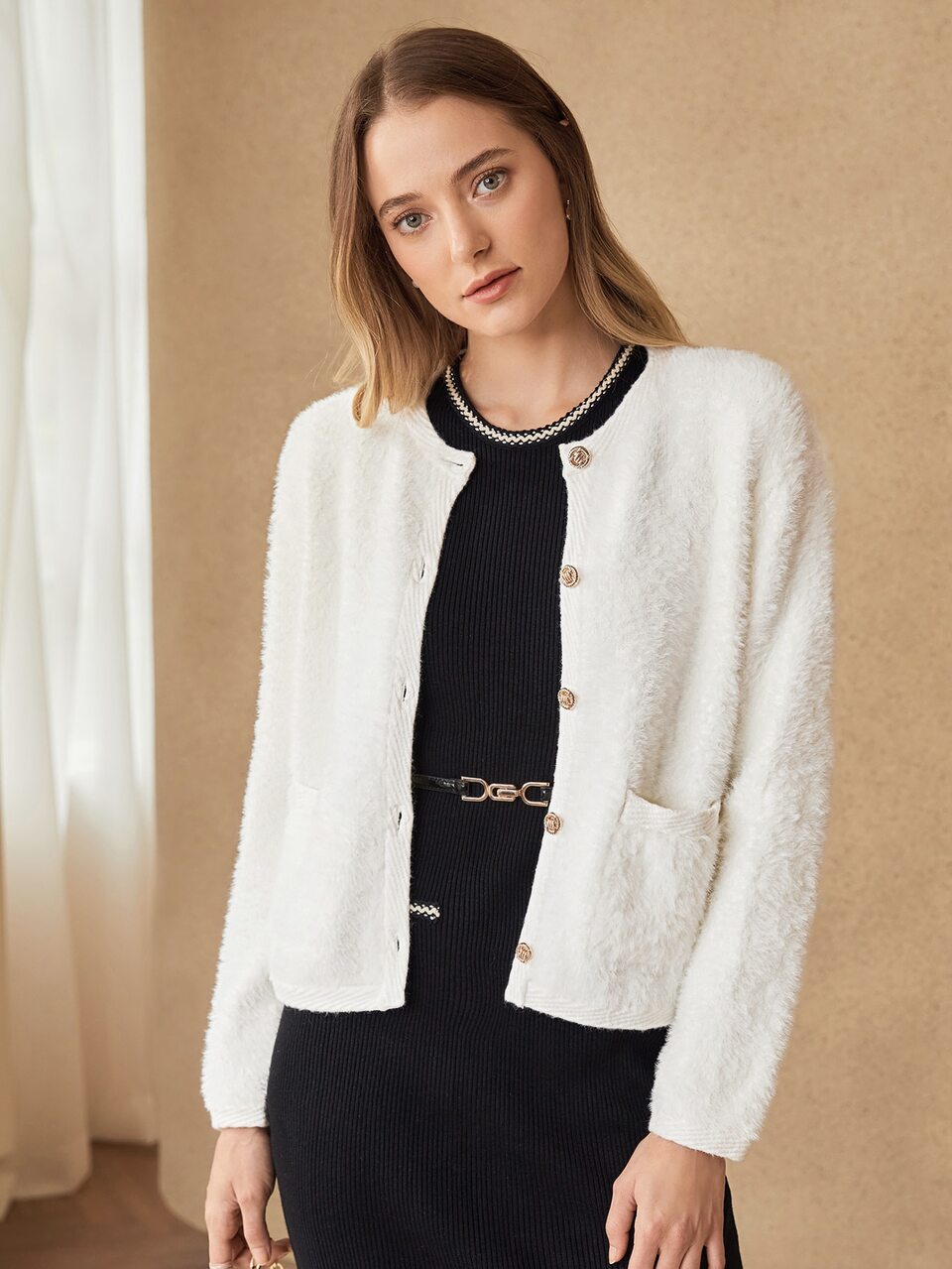 MOTF VISCOSE FLUFFY CROP CARDIGAN