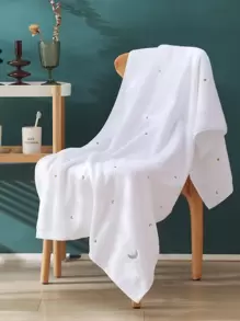 1 pieza con luna y estrella con bordado Toalla & 1 pieza Toalla de baño - Blanco - Ver 1