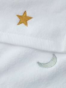 1 pieza con luna y estrella con bordado Toalla & 1 pieza Toalla de baño - Blanco - Ver 3