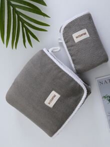 1pc Patch Decor Towel - Dark Grey - View 2