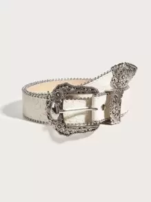 Scroll Pattern Belt - Beige - View 1