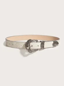 Scroll Pattern Belt - Beige - View 2