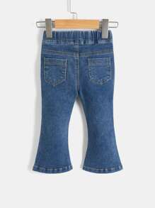 Baby Heart Print Flare Leg Jeans - Dark Wash - View 2