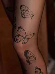 ROMWE Goth Medias con patrón de mariposa - Negro - Ver 3
