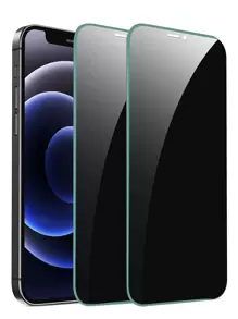 2張鋼化隱私保護手機膜適用於iphone,私人屏幕保護膜 - 綠色 - 查看 1