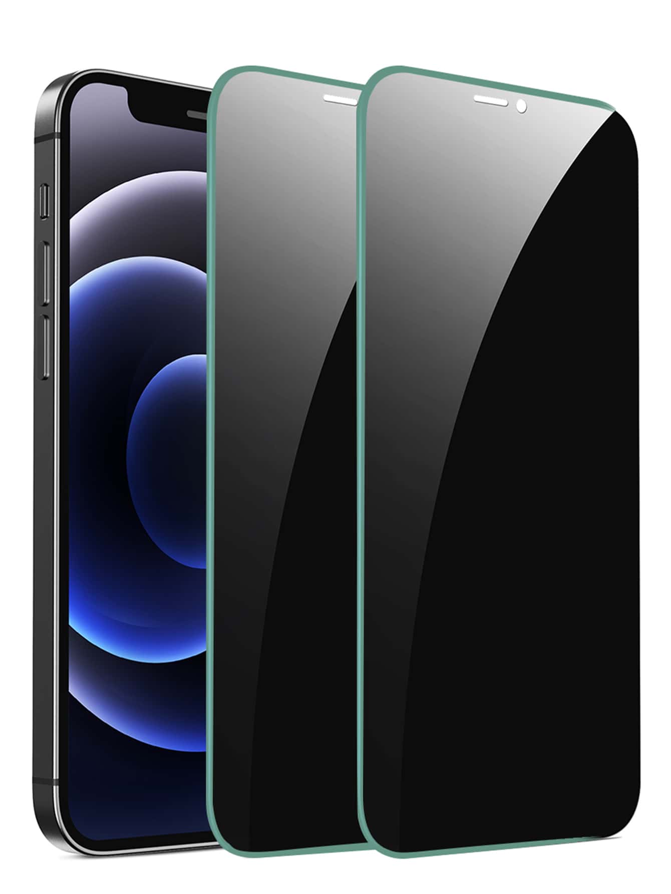 2張鋼化隱私保護手機膜適用於iphone,私人屏幕保護膜 - 綠色 - 查看 1
