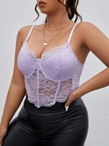 SHEIN SXY Top de tirantes bustier con encaje - Lila Púrpura - Ver 4
