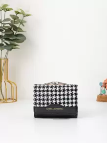 Houndstooth Đồ họa Gấp trên Ví Túi Ví Cửa sổ ID ví nhỏ Ví nữ gấp ba lần Hoa văn nhỏ Cổ điển Thời trang tối giản Hiện đại Kỷ niệm kinh doanh vào ngày lễ tình nhân cho món quà sinh nhật Cô gái Quà tặng nữ - Đen và trắng - Xem 1
