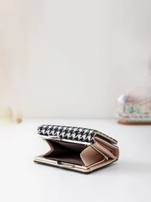 Houndstooth Đồ họa Gấp trên Ví Túi Ví Cửa sổ ID ví nhỏ Ví nữ gấp ba lần Hoa văn nhỏ Cổ điển Thời trang tối giản Hiện đại Kỷ niệm kinh doanh vào ngày lễ tình nhân cho món quà sinh nhật Cô gái Quà tặng nữ - Đen và trắng - Xem 2