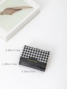 Houndstooth Đồ họa Gấp trên Ví Túi Ví Cửa sổ ID ví nhỏ Ví nữ gấp ba lần Hoa văn nhỏ Cổ điển Thời trang tối giản Hiện đại Kỷ niệm kinh doanh vào ngày lễ tình nhân cho món quà sinh nhật Cô gái Quà tặng nữ - Đen và trắng - Xem 4