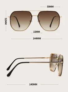 1副男士金属框方形时尚眼镜，适合日常佩戴，复古時尚眼鏡配饰，沙滩配饰眼镜時尚眼鏡 - 棕色 - 查看 4