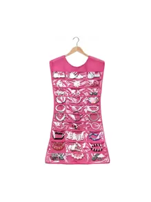 1pc Plain Hanging Jewelry Storage Bag, Gift For Back To School,Travel Essential - Hot Pink - View 5