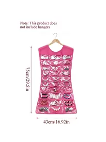 1pc Plain Hanging Jewelry Storage Bag, Gift For Back To School,Travel Essential - Hot Pink - View 3