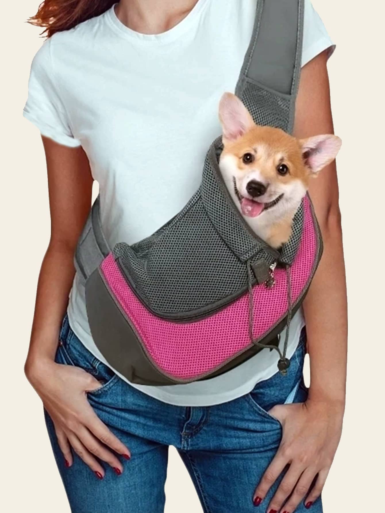 1 Túi đựng thú cưng Colorblock Mesh - Màu Hồng Tươi - Xem 1