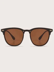 1pc Men's Square Nail Decor Fashion Glasses Suitable For Daily Wear And Decoration - Brown - View 2