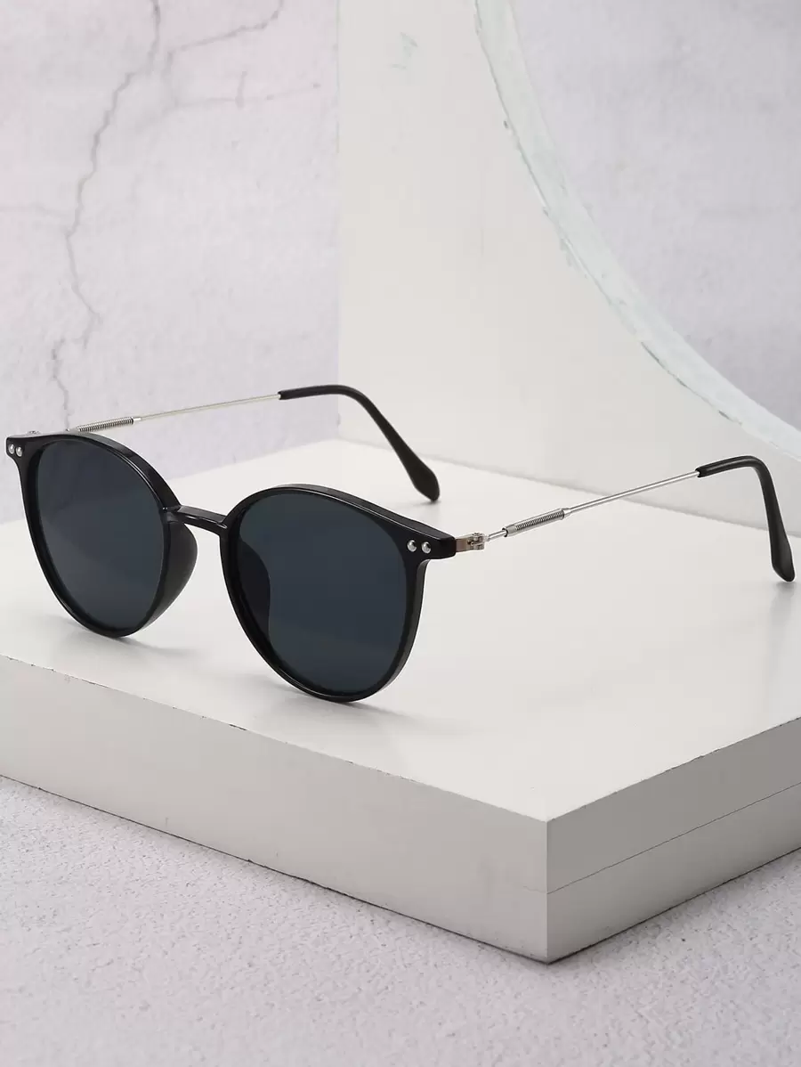 1pair Men Geometric Frame Black Fashion Glasses Casual Shades Accessories Beach Accessories Glasses Shades Looks Street Style And Suit For Sweater Jacket Sweatshirt Hoodie Leather Pants And Cargo Pants - Dark Grey - View 1