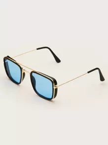 1 件男士时尚方形框架眼镜适合日常使用复古色调配饰海滩配饰眼镜色调看起来街头风格适合毛衣夹克运动衫连帽衫皮裤和工装裤适合夏季海滩度假、户外、旅行