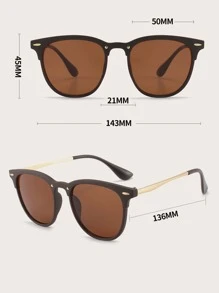 1pc Men's Square Nail Decor Fashion Glasses Suitable For Daily Wear And Decoration - Brown - View 4