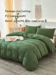 三件套波西米亚农舍风格被套套装，橄榄绿，可选单人/双人/特大号尺寸，超柔软透气超细纤维被套带拉链，含两个枕套，不含被芯，适合学生和成人使用。 - 軍綠色 - 查看 6