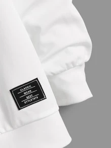 SHEIN Leap Crew Boys Patch Detail Hoodie & Joggers - White - View 5